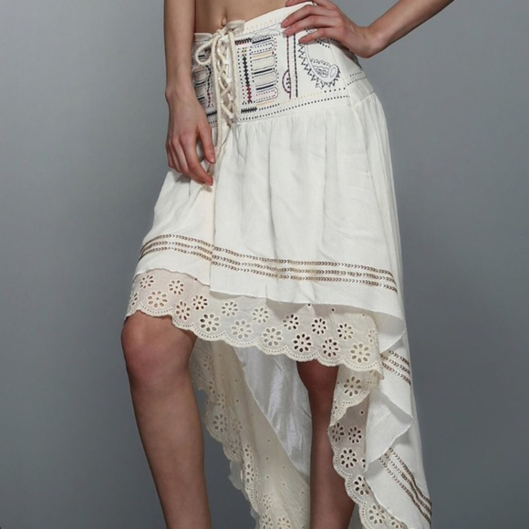 — Dresses & Skirts - Embroidered Midi Skirt